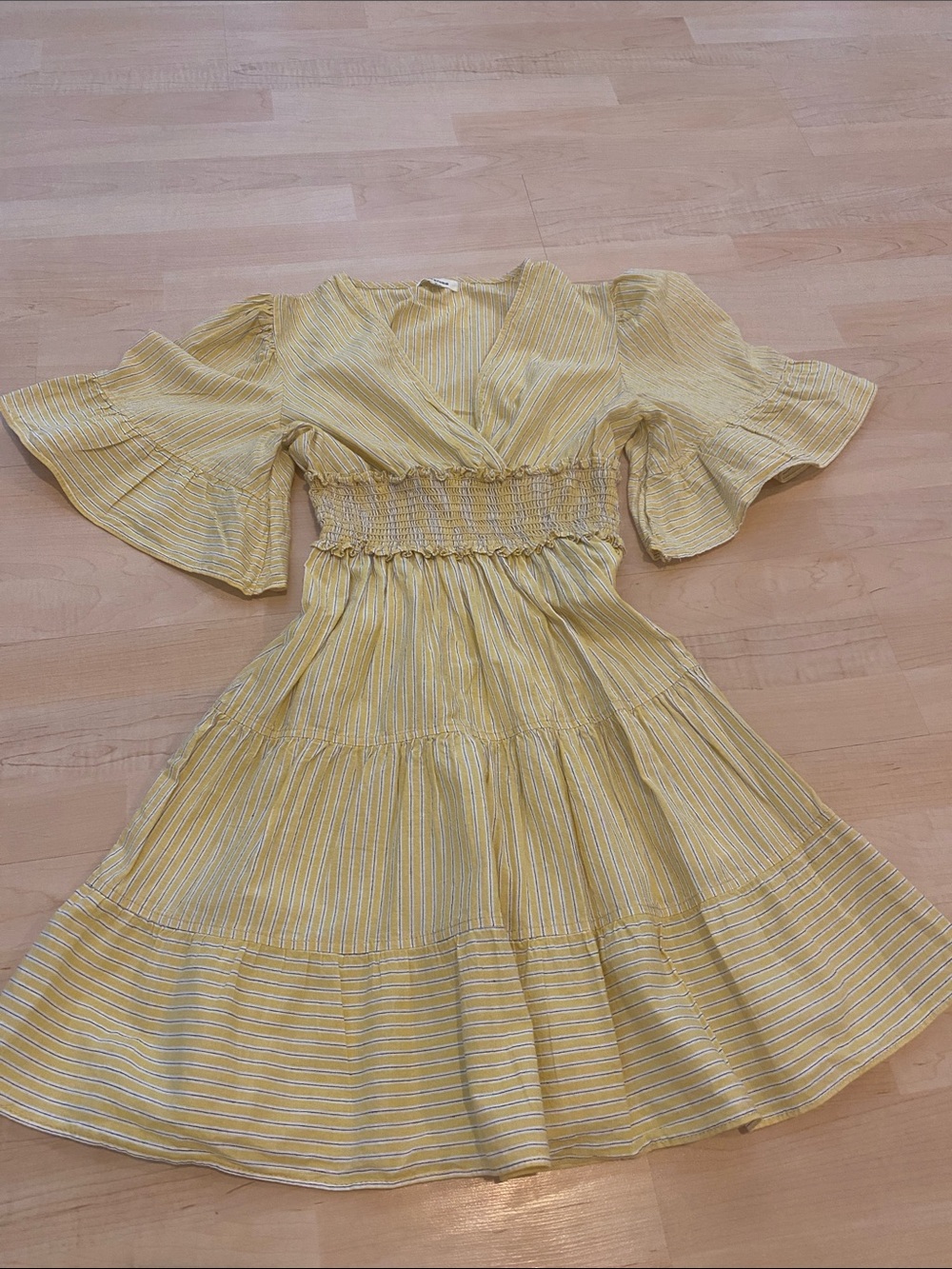 Max Studio Yellow Striped Costal Cowgirl Mini Dress Size S - Picture 1 of 6